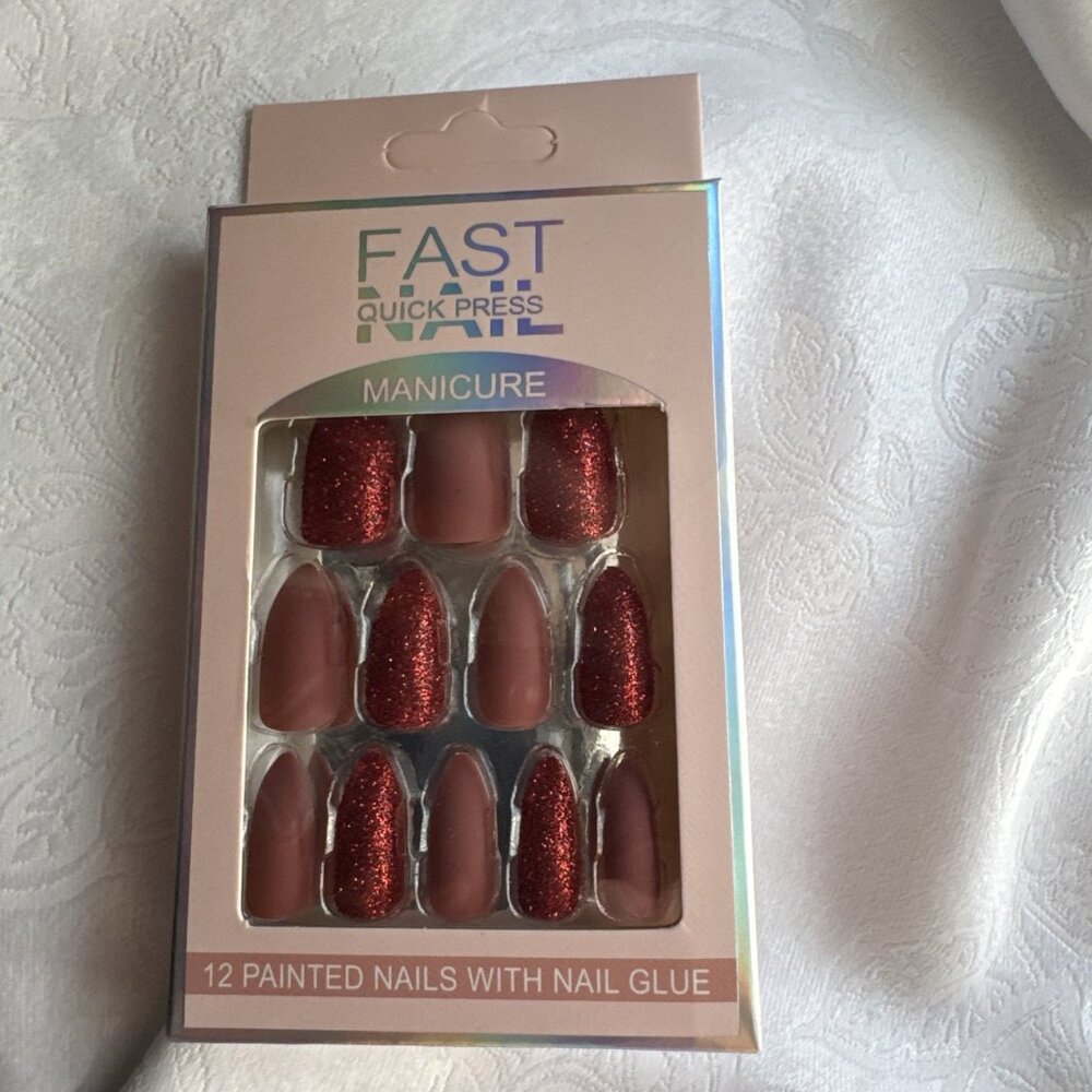 Fast Nail One Minute Press‑On Nail Tips w Glue Fast & Easy NEW - Picture 2 of 5
